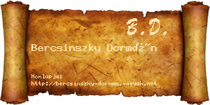 Bercsinszky Dormán névjegykártya